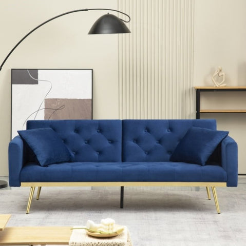 ZUN Convertible Futon Sofa Bed, Modern Reclining Futon Loveseat Couch with 2 Pillowa Sleeper Sofa for W2272143059