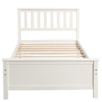 ZUN Twin Size Wood Platform Bed with Headboard,Footboard and Wood Slat Support, White WF191769AAK