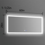 ZUN LED Bathroom Vanity Mirror with Light,60*28 inch, Anti Fog, Dimmable,Color Temper 5000K,Backlit + W1135P154209