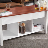 ZUN Lift Top Coffee Table Modern Furniture Hidden Compartment and Lift Tabletop Brown White 71671201