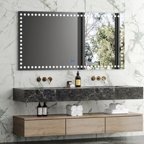 ZUN 72X36 Inch Led-Lit Bathroom Mirror, Wall Mounted Anti-Fog Memory Rectangular Vanity Mirror With W1820122121