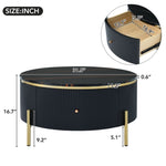 ZUN Modern Round Coffee Table with 2 large Drawers Storage Accent Table WF311606AAB