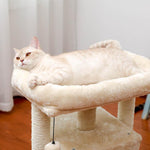 ZUN Modern Small Cat Tree Cat Tower with Sisal Scratching Post, Cozy Condo, Top Perch and Dangling Ball 72733337