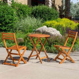 ZUN 3-Piece Eucalyptus Bistro Set, Round, Natural Oil B046125051