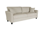 ZUN Beige Linen, Three-person Indoor Sofa, Two Throw Pillows, Solid Wood Frame, Plastic Feet 66027573