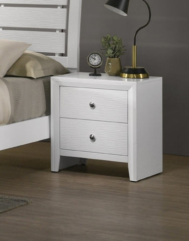 ZUN Contemporary Modern Look 2-Drawer Nightstand End Table White Finish Two Storage Drawers Round Knobs B011P159825