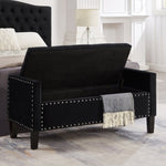 ZUN Upholstered Tufted Button Storage Bench with nails trim,Entryway Living Room Soft Padded Seat with W2186139086