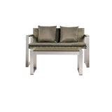 ZUN Full aluminum woven rattan double sofa+coffee table W2298P147341