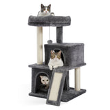 ZUN Modern Small Cat Tree Cat Tower With Double Condos Spacious Perch Sisal Scratching Posts,Climbing 72633597