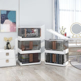 ZUN 3 pcs Plastic Collapsible Storage Box with Lid, Wardrobe Organisers and Storage, Stackable Wardrobe 14852308