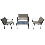 ZUN 4 Pieces Patio Furniture Set Outdoor Garden Patio Conversation Sets Poolside Lawn Chairs with Glass 37361432