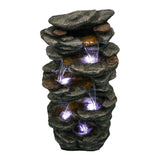 ZUN 40inches High Rocks Outdoor Cascading Waterfall with LED Lights, Soothing Tranquility for Home 92475615