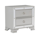 ZUN Modern Traditional Style 1pc Nightstand of 2 Drawers Embossed Textural Fronts Silver Finish Bed Side B01152304