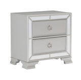 ZUN Modern Traditional Style 1pc Nightstand of 2 Drawers Embossed Textural Fronts Silver Finish Bed Side B01152304