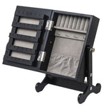 ZUN Small Mirror Jewelry Cabinet Organizer Armoire Storage Box Countertop with Stand Black 58620140