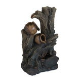 ZUN 8.5x5.1x13.6" Decorative 4 Tier Broken Pot Water Fountain with LED Light, Brown W2078138942