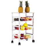 ZUN Kitchen Storage Cart, Kitchen Cart with Lockable Wheels, 4 Tier Metal Wire Basket Shelf 27733954