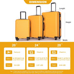ZUN 3 Piece Luggage Sets ABS Lightweight Suitcase with Two Hooks, Spinner Wheels, TSA Lock, W28468096