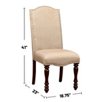 ZUN Set of 2 Fabric Upholstered Dining Chairs in Antique Cherry and Beige B016P156229