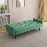 ZUN 1730 Sofa Bed Armrest with Nail Head Trim with Two Cup Holders 72" Green Velvet Sofa for Small W127850852