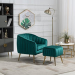 ZUN Velvet Accent Chair with Ottoman, Modern Tufted Barrel Chair Ottoman Set for Living Room Bedroom, W133354292