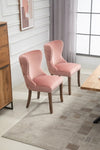 ZUN Set of 2 upholstered wing-back dining chair with backstitching nailhead trim and solid wood legs W28635490