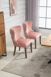ZUN Set of 2 upholstered wing-back dining chair with backstitching nailhead trim and solid wood legs W28635490