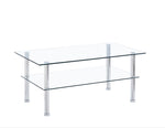 ZUN 2-Layer Space Coffee Table ,Modern Sofa table with Storage Shelve for Living Room W1718109234