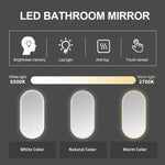 ZUN 18 x 35 Inch Switch-Held Memory LED Mirror, Wall-Mounted Vanity Mirrors, Bathroom Anti-Fog Mirror, W99967547