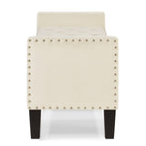 ZUN Upholstered Tufted Button Storage Bench with nails trim,Entryway Living Room Soft Padded Seat with W2186139089