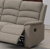 ZUN Modern Light Brown Color Burlap Fabric Recliner Motion Sofa 1pc Plush Couch Manual Motion Sofa B011133848