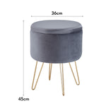 ZUN Round Velvet Footrest Stool Ottoman, Upholstered Vanity Chair Pouffe with Storage Function Seat/Tray 49030650