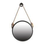 ZUN 19.5" in Handsome Cleveland Mirror with Rope Strap Contemporary Design Circle Mirror with Grey Round W2078124346