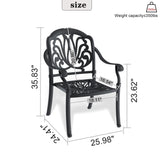 ZUN Cast Aluminum Patio Dining Chair 4PCS With Black Frame and Cushions In Random Colors W171091754