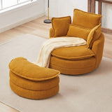 ZUN 38"W Oversized Swivel Chair with moon storage ottoman for Living Room, Modern Accent Round Loveseat W834P150055