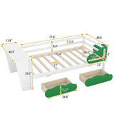 ZUN Twin Size Daybed with Desk, Green Leaf Shape Drawers and Shelves, White WF303126AAK