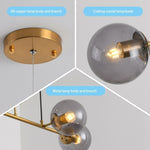 ZUN Modern American branch glass lampshade metal chain chandelier 6 bulbs W116960132