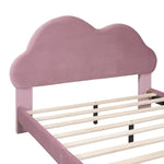 ZUN Full size Upholstered Cloud-Shape Bed ,Velvet Platform Bed with Headboard,No Box-spring Needed,Pink WF310647AAH