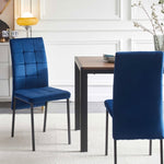 ZUN Dark Blue Velvet High Back Nordic Dining Chair Modern Fabric Chair with Black Legs, Set Of 4 W116465071