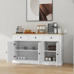 ZUN Buffet Cabinet Storage Sideboard Farmhouse Server Bar Wine Cabinet with 3 Drawers & 3 Doors W1120123525