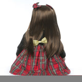 ZUN 24" Beautiful Simulation Baby Long-Haired Girl Wearing a Christmas Plaid Skirt Doll 36230173