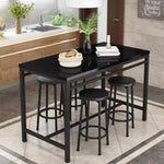 ZUN 5-piece rural kitchen table with four bar stools, metal frame and MDF, black W57862598