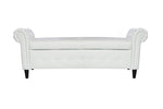 ZUN Multifunctional Storage Rectangular Sofa Stool- White 13414487