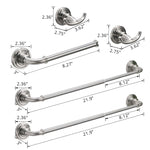 ZUN Bathroom Hardware Set Brushed Nickel 4-Pieces Bathroom Towel Rack 24 Inches Adjustable Bathroom W1932130479