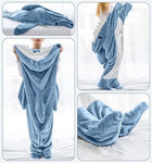 ZUN Shark Blanket Hoodie Onesie for Adults and Kids, Cozy Flannel Shark Costume Shark Sleeping Bag 62369311