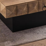 ZUN 41.73"Three-dimensional Embossed Pattern Square Retro Coffee Table with 2 Drawers and MDF Base W757126826