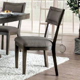 ZUN Rustic Grey Solid wood 2pc Dining Chairs Fabric Upholstered Seat Back Curved Dining Room Furniture B011107813