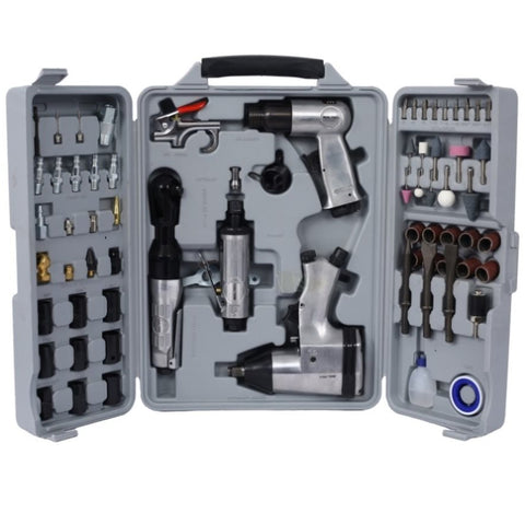 ZUN Air Tool and Accessories Kit, 71 Piece, Impact Wrench, Air Ratchet, Die Grinder, Aire Hammer, Hose W46564152