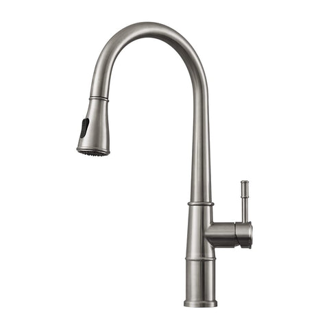 ZUN Brushed Nickel Kitchen Faucet with Pull Down Sprayer, Kitchen Sink Faucets 1Handle Single Hole Deck 98852709