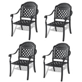 ZUN Cast Aluminum Patio Dining Chair 4PCS With Black Frame and Cushions In Random Colors W171091757